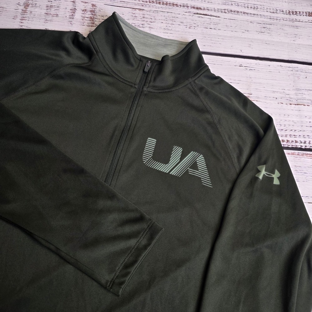 Under Armour‎ Pullover Mens Medium Green HeatGear 1/4 Zip Long Sleeve Top Loose